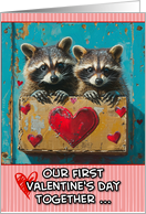 Our First Valentine’s Day as a Couple Raccoons card