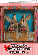 Our First Valentine’s Day as a Couple bunnies card