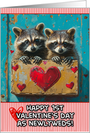 First Valentine’s Day as a Newlywed Couple Raccoons card