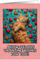 Valentine’s Day Ginger Cat with Hearts card