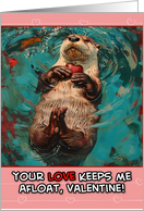 Valentine’s Day Otter with Heart card
