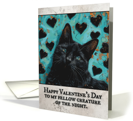 Goth Valentine's Day Black Cat with Hearts card (1820168)