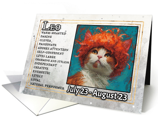 Leo Birthday Zodiak Cat with Orange Glitter Wig card (1820278)