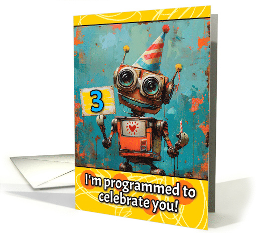 3 Years Old Happy Birthday Little Robot card (1820490)