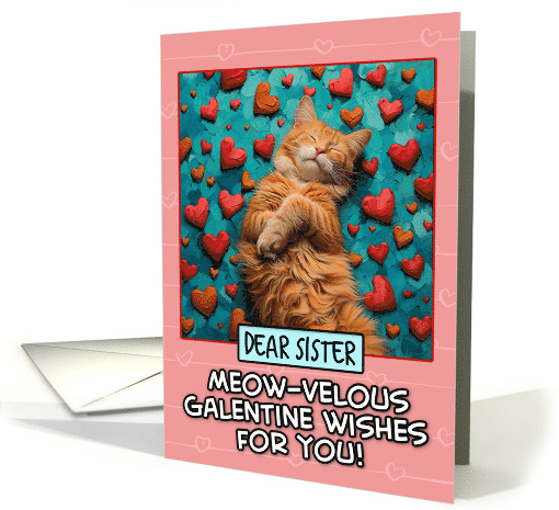 Sister Galentine's Day Ginger Cat with Hearts card (1820762)