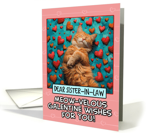 Sister in Law Galentine's Day Ginger Cat with Hearts card (1820764)