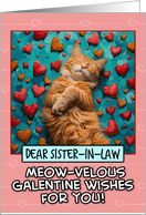 Sister in Law Galentine’s Day Ginger Cat with Hearts card