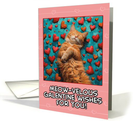 Galentine's Day Ginger Cat with Hearts card (1820780)