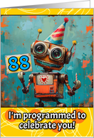 88 Years Old Happy Birthday Little Robot card