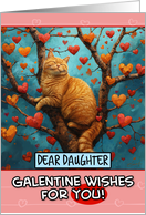 Daughter Galentine’s Day Ginger Cat in Tree with Hearts card