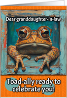 Granddaughter in Law Happy Birthday Toad with Glasses card