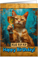 Pop Pop Happy Birthday Ginger Cat Champagne Toast card