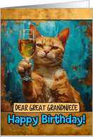 Great Grandniece Happy Birthday Ginger Cat Champagne Toast card