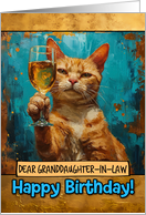 Granddaughter in Law Happy Birthday Ginger Cat Champagne Toast card