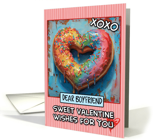 Boyfriend Valentine's Day Rainbow Donut Heart card (1822586)
