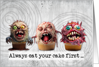 Happy Birthday Zombie Cupcakes card