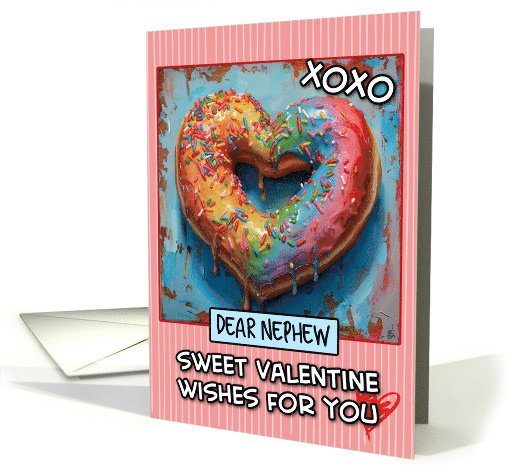 Nephew Valentine's Day Rainbow Donut Heart card (1823576)