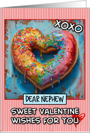 Nephew Valentine’s Day Rainbow Donut Heart card