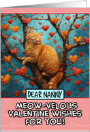 Nanny Valentine’s Day Ginger Cat in Tree with Hearts card
