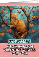 Great Aunt Valentine’s Day Ginger Cat in Tree with Hearts card