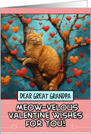 Great Grandpa Valentine’s Day Ginger Cat in Tree with Hearts card