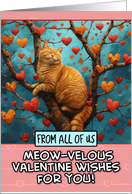 From Group Valentine’s Day Ginger Cat in Tree with Hearts card