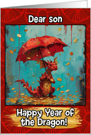 Son Happy Year of the Dragon Coin Rain Dragon card