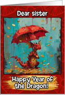 Sister Happy Year of the Dragon Coin Rain Dragon card