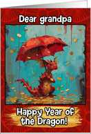 Grandpa Happy Year of the Dragon Coin Rain Dragon card