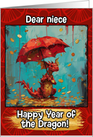 Niece Happy Year of the Dragon Coin Rain Dragon card