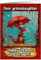 Granddaughter Happy Year of the Dragon Coin Rain Dragon card