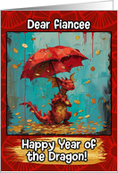 Fiancee Happy Year of the Dragon Coin Rain Dragon card