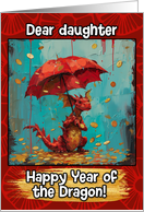 Daughter Happy Year of the Dragon Coin Rain Dragon card