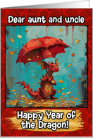 Aunt and Uncle Happy Year of the Dragon Coin Rain Dragon card