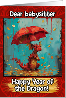 Babysitter Happy Year of the Dragon Coin Rain Dragon card