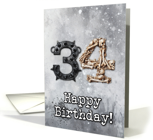 34 Years Old Happy Birthday Goth Style card (1825248)