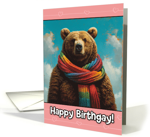 Happy Birthgay Brown Bear with Rainbow Scarf card (1825470)