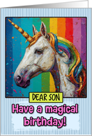 Son Happy Birthday Rainbow Unicorn card