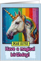 Sister Happy Birthday Rainbow Unicorn card