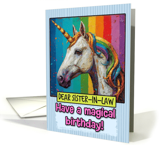 Sister in Law Happy Birthday Rainbow Unicorn card (1825650)