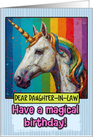 Daughter in Law Happy Birthday Rainbow Unicorn card