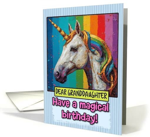 Granddaughter Happy Birthday Rainbow Unicorn card (1825670)