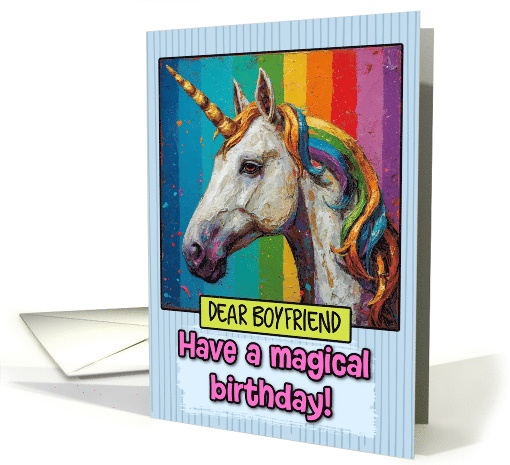 Boyfriend Happy Birthday Rainbow Unicorn card (1825684)