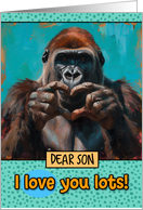 Son Love You Lots Gorilla Making Heart Gesture card