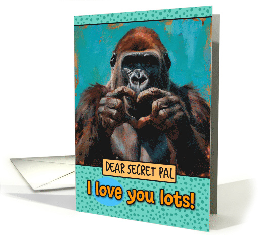 Secret Pal Love You Lots Gorilla Making Heart Gesture card (1825706)