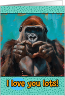 Love You Lots Gorilla Making Heart Gesture card