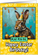 Pen Pal Easter Birthday Bunny and Eggs card