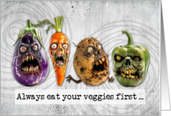 Halloween Zombie Veggies card