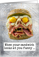 Halloween Zombie Ham and Egg Sandwich card