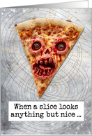 Halloween Zombie Pizza Slice card